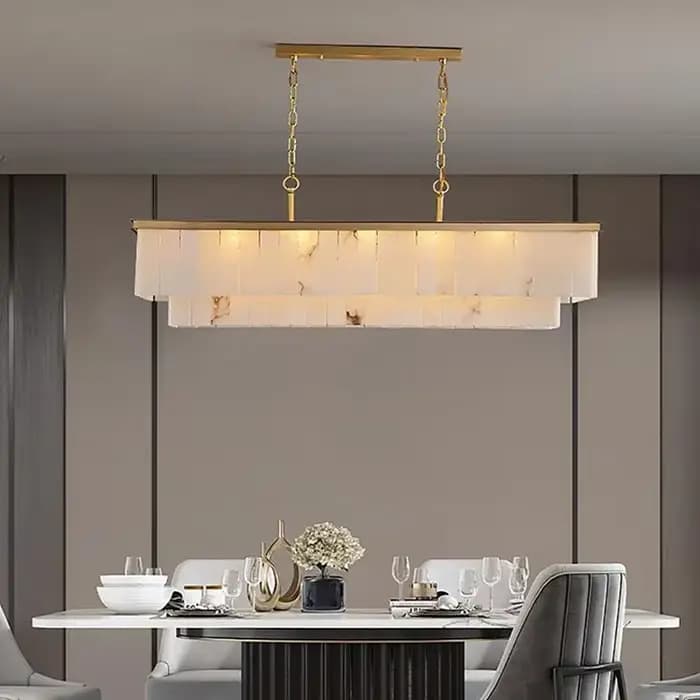Lustre en marbre naturel pour la décoration intérieure, lampe à suspension Ludéviation, luminaire de luxe, salon, villa, duplex, escaliers, moderne