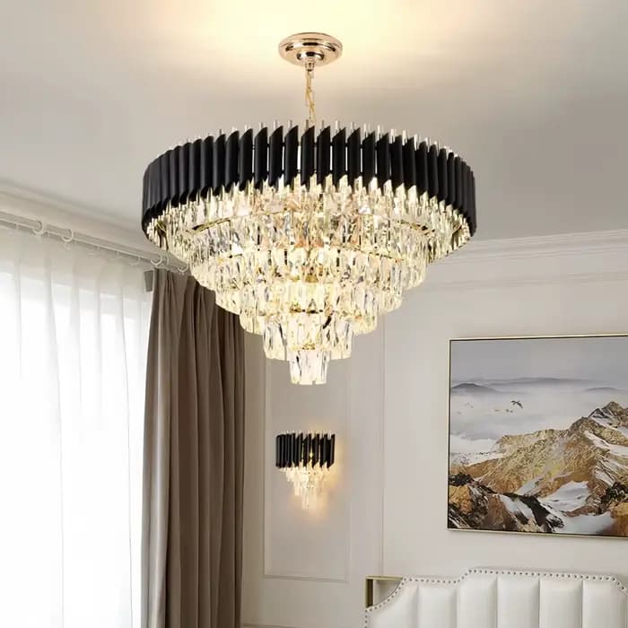 Lustre en cristal de luxe créatif en forme de cône, luminaires modernes pour salon, chambre à coucher, salle à manger, restaurant, lampe suspendue en cristal K9