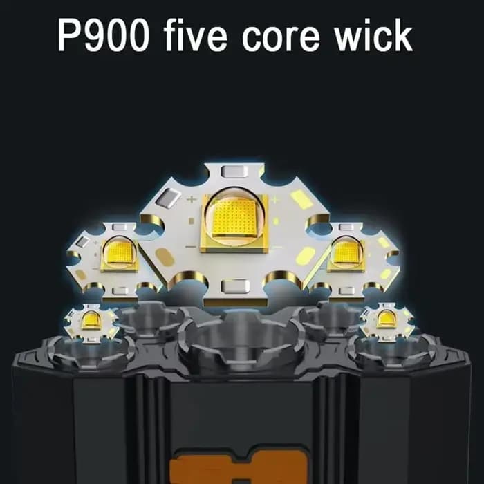 Lampe de poche à 5 LED, Rechargeable, avec batterie au Lithium intégrée, phare puissant, pour Camping, aventure, pêche, cyclisme