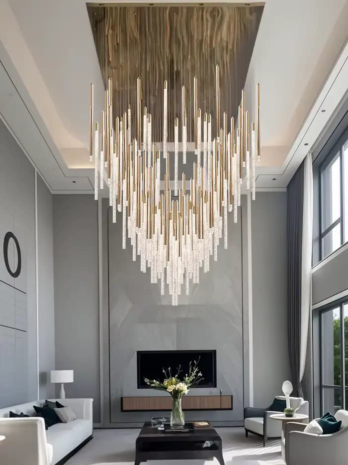 Hall d'hôtel LED lustre de luxe Villa hall salon lustres en cristal personnalisé plafonds hauts lustre