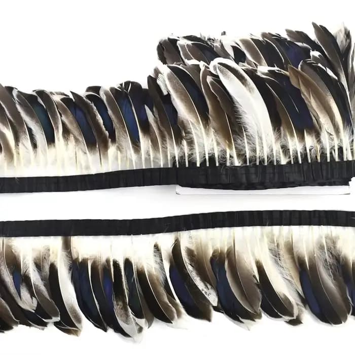 Plumes de canard naturelles sur ruban, franges à pompons, garniture en plumes de faisan, ruban d'oie, accessoires pour la confection de vêtements, la décoration et la broderie