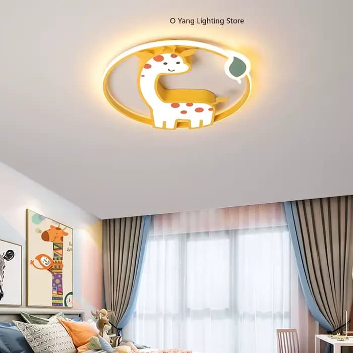 Plafonnier LED design pour chambre de fille, lustre pour chambre d'enfant, décoration de chambre de bébé garçon, lampe de plafond girafe mignonne, Plafon RC à intensité variable