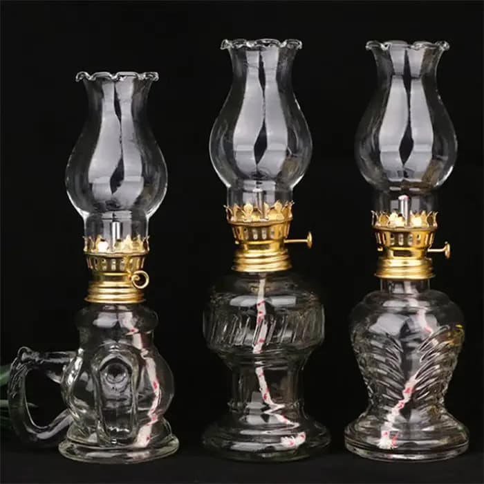 Lampe à huile en verre, lanterne classique rétro vintage, portable, grande capacité, éclairage décoratif intérieur/extérieur, durable, d'urgence
