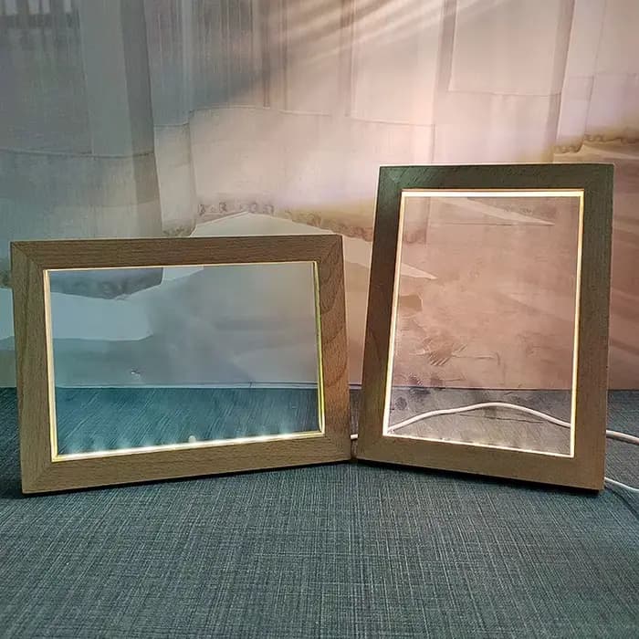 Cadre Photo en bois, lampe de luminosité, décor créatif, cadre Photo en bois avec veilleuse LED, cadeau pour amoureux de la famille
