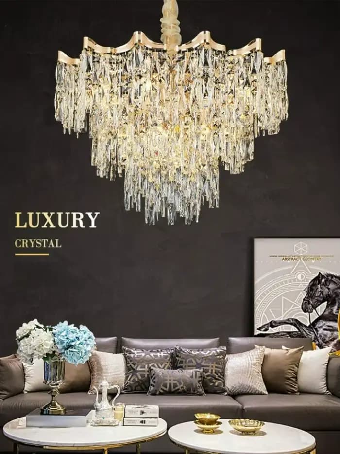 Lustre de salon en cristal de luxe, lumière minimaliste moderne pour Hall, luminaire haut de gamme pour décoration de Villa et de chambre à coucher