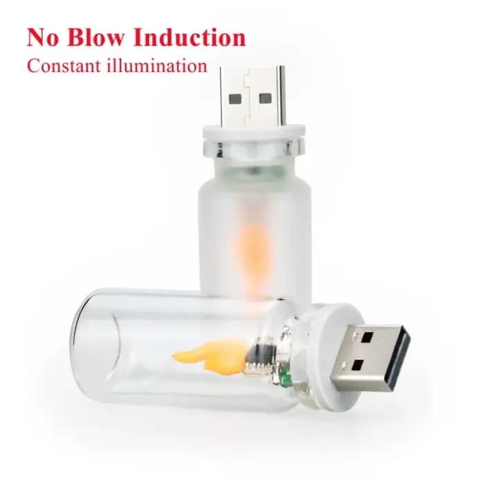Lampe LED USB à effet flamme avec contrôle de souffle, veilleuse scintillante à filament en verre dépoli pour la maison, la chambre, la voiture, le PC et la décoration de bureau