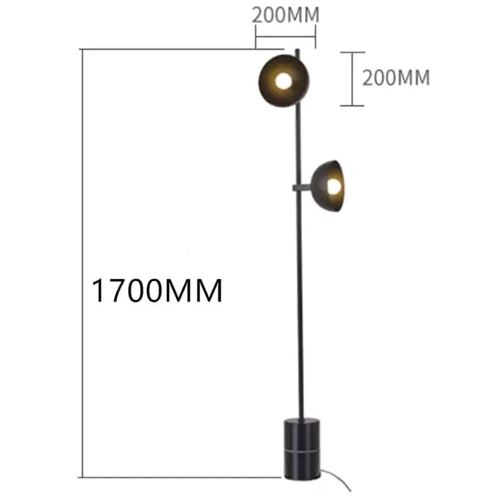 Bilde-Lampadaire Nordique Double Lumière, Lampadaire Noir, Design Simple, Bureau, Maison, Salon, Par conséquent