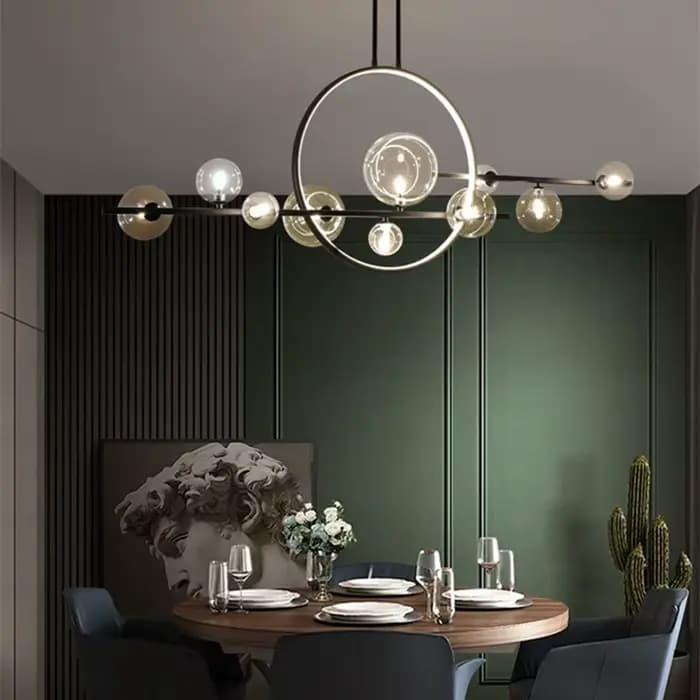 Anneau moderne lustre LED nouveauté boule lustre nordique chambre lampe Restaurant décor cuisine île éclairage