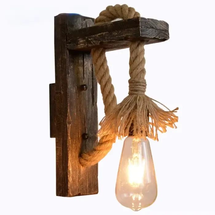 Applique murale industrielle, lumière en bois et métal vintage, applique murale noire de ferme rustique pour salle à manger, chambre à coucher intérieure