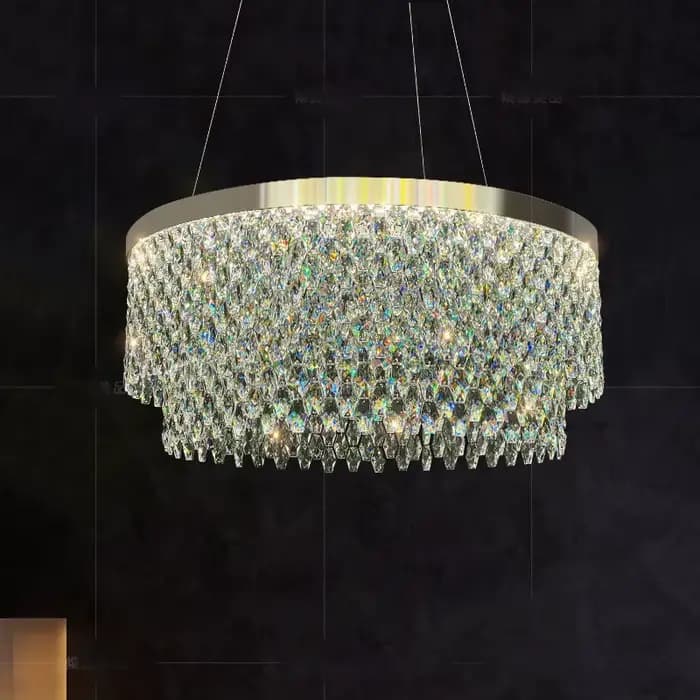 Lustre en cristal de luxe moderne avec télécommande pour salon et salle à manger, adaptabilité et élégance pour une ambiance sophistiquée
