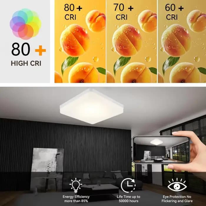 Plafonnier LED encastré, luminaire à panneau plat 18W-48W, lampe de plafond carrée moderne pour chambre à coucher, cuisine