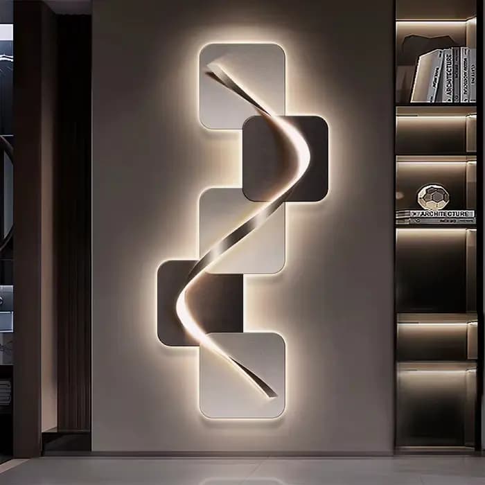 Peinture de décoration de hall d'entrée de luxe léger, lumières LED, salon minimaliste italien, murale haut de gamme dans le couloir