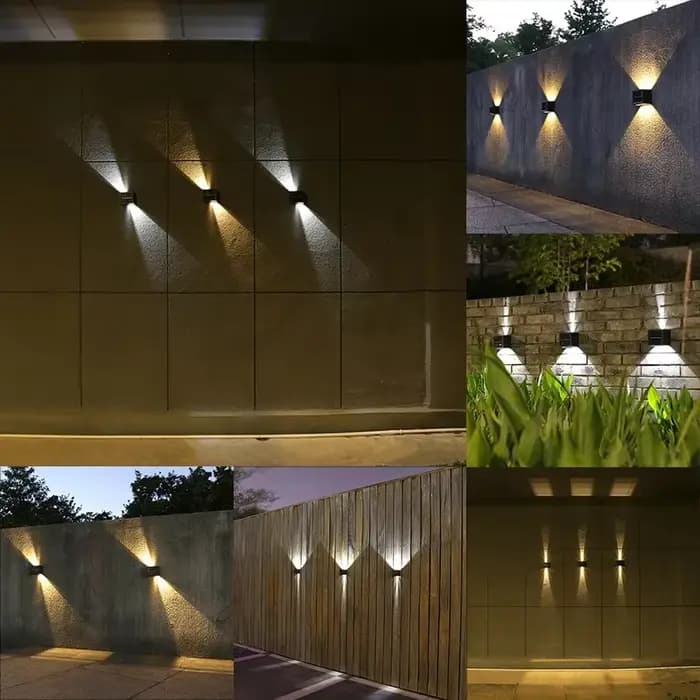 Applique murale solaire extérieure LED étanche rondelle murale cour Villa clôture décor 2 Modes projecteur pour portes murs balcon jardin