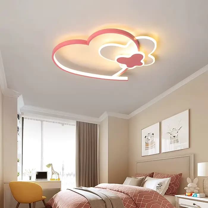 Plafonnier en Forme de Cœur Rose pour Chambre d'Enfant, Luminaire Décoratif de Plafond, Style Nordique, Montage en Encastré, Idéal pour l'Intérieur, pour Fille et Garçon