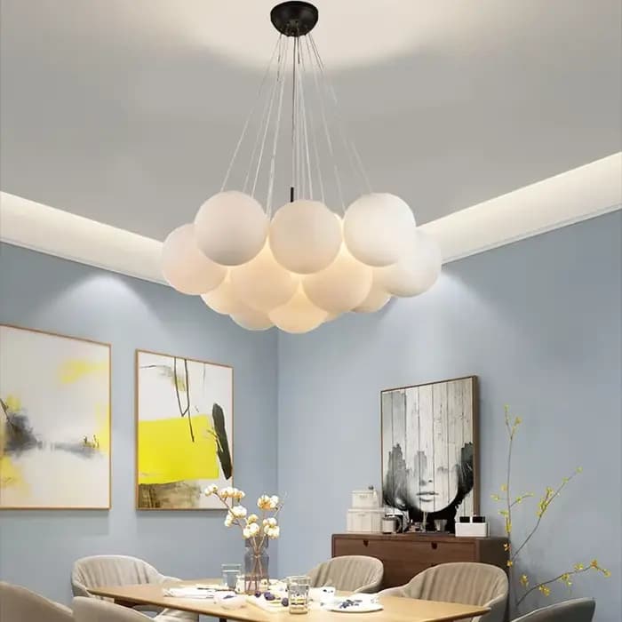 Lustre en verre à bulles, suspension à boule blanche, lampe pour salon, chambre à coucher, décoration d'intérieur