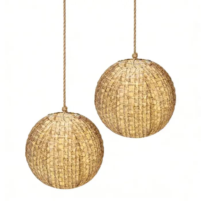 Lot de 2 abat-jour ronds en tissu imitation papier, 30 cm, pliables, pour suspension de plafond, salon, chambre à coucher, salle à manger