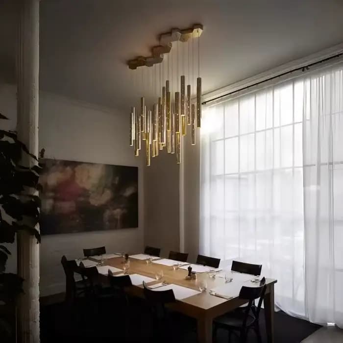 Lustre suspendu minimaliste moderne hall d'hôtel Restaurant LED îlot de cuisine décoration de la maison Club or/argent Long lustre