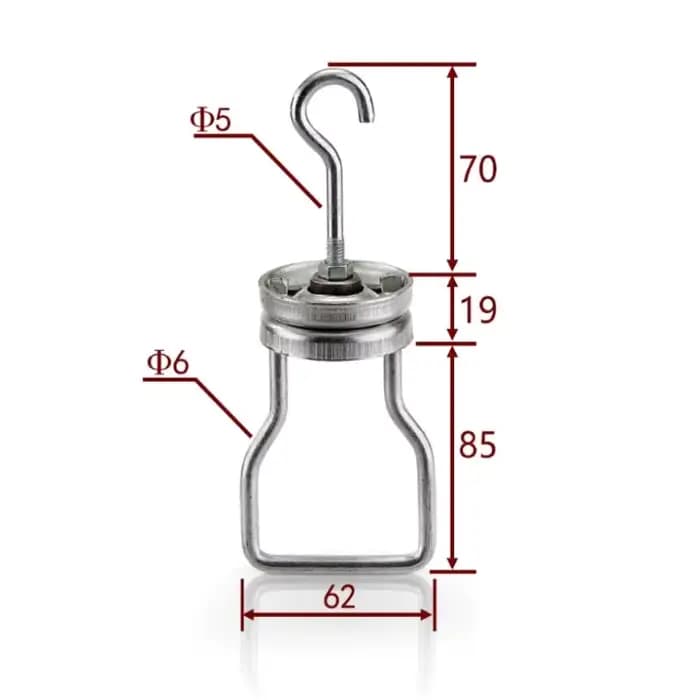 Crochet rotatif en acier robuste pour systèmes de suspension de peinture en poudre et ateliers de peinture