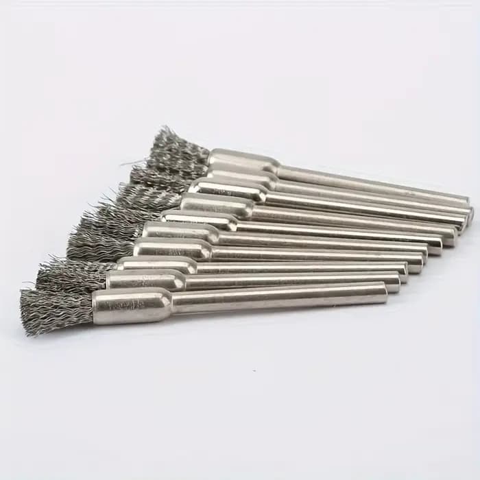 10 brosses métalliques en acier inoxydable avec manche de 3,17 mm - Idéales pour les outils rotatifs, le nettoyage, l'élimination de la rouille et le ponçage