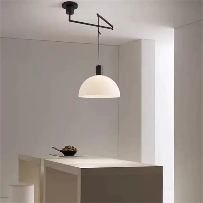 Lampe Suspendue à Bras Pivotant de Style Nordique, Pliable et Rotative, Luminaire Long en Argent, pour Salon, Bureau, Table à Ma