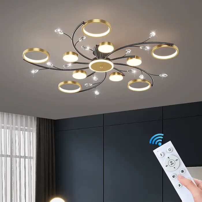 Lustre de plafond de luxe, éclairage domestique, décoration en cristal, luminaire de plafond, télécommande intelligente, variateur d'intensité, lampe de plafond