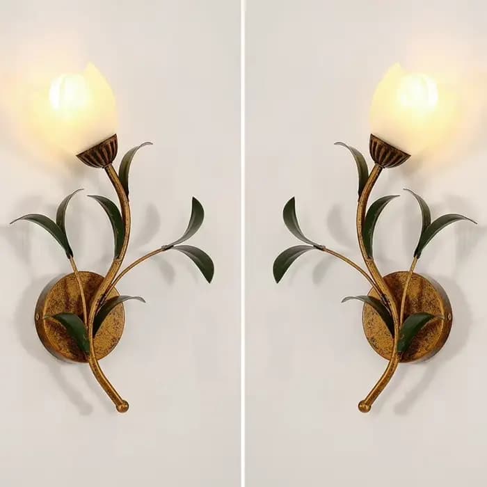 Applique murale à motif floral français, luminaire rétro de style campagnard américain pour salon, chambre à coucher, chevet, hall d'entrée, couloir