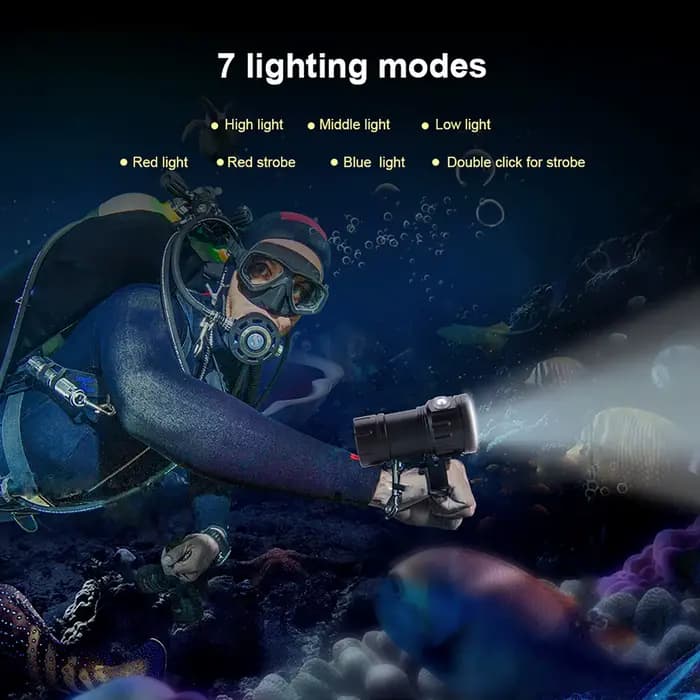 Lampe étanche pour l'extérieur, lampe de camping sous-marine, lampe torche IPX8 18000lm 500M, lampe torche sous-marine, lampe étanche