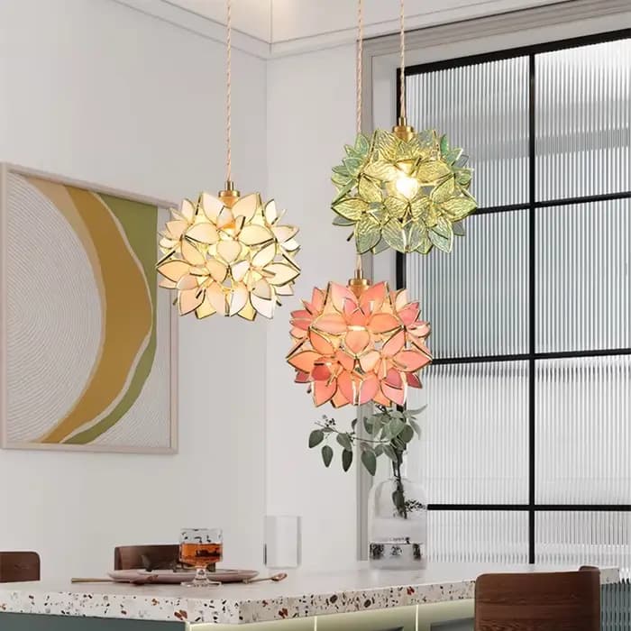 Lampe suspendue en cuivre style nordique, luminaire décoratif d'intérieur en verre LED, idéal pour une chambre à coucher, une salle à manger, un salon ou une cuisine