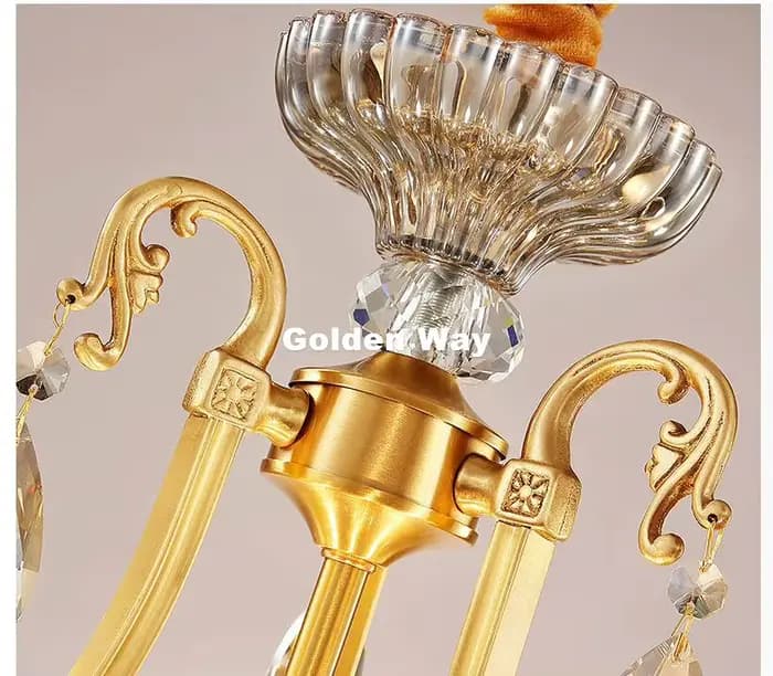 Lampes suspendues en cuivre modernes lampe suspendue D52cm chambre salon pendentif salle à manger LED Bronze cristal suspension