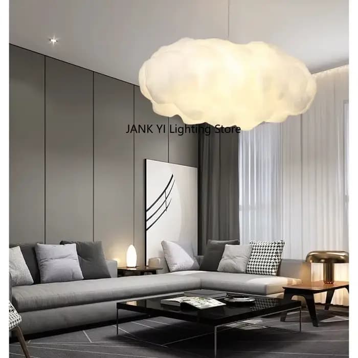 Luminaire suspendu en forme de nuage en tissu avec éclairage LED pour salon chambre et restaurant élégance moderne douceur romantique
