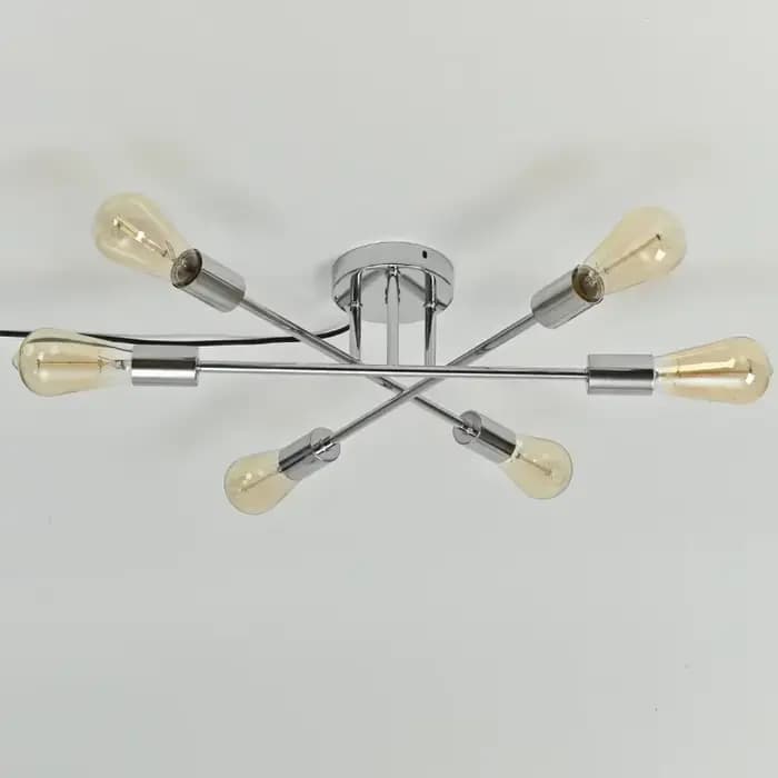 Plafonnier LED Semi Encastré au Design Moderne, Luminaire Décoratif de Plafond, en Cuivre Chromé, Idéal pour une Chambre à Coucher, un Salon ou une Cuisine, 6 Pièces