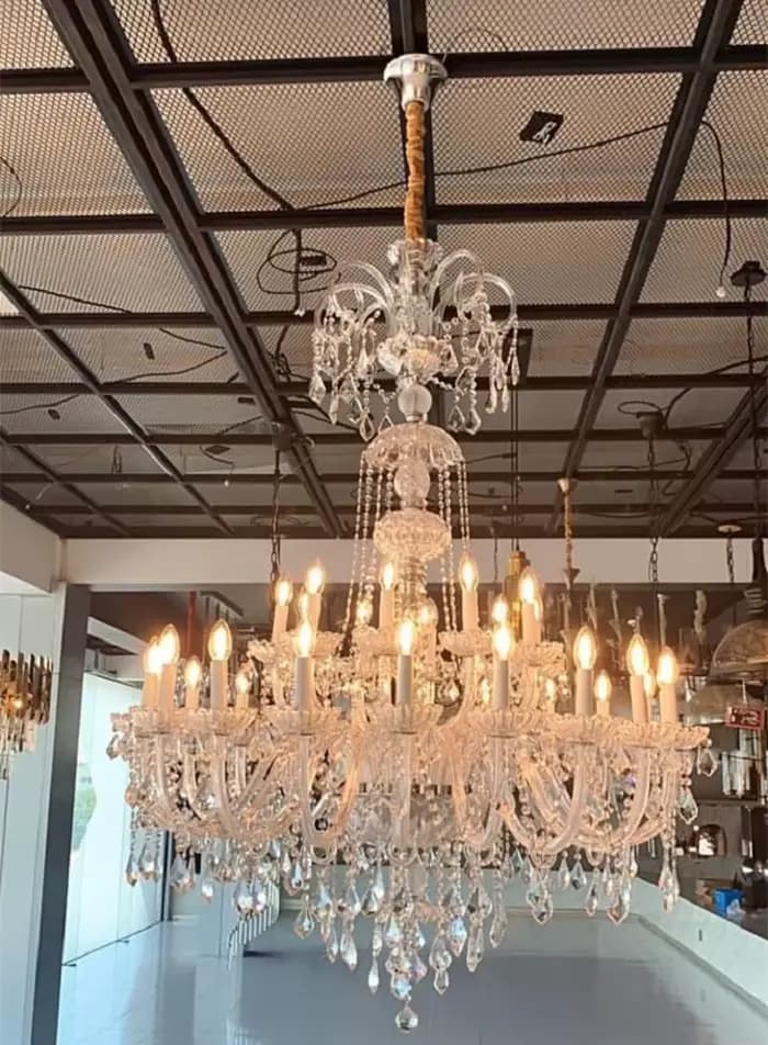 Lustre à bougie en cristal transparent, lampe de projet d'hôtel, luminaire de lustre créatif, style européen, villa et club, salon