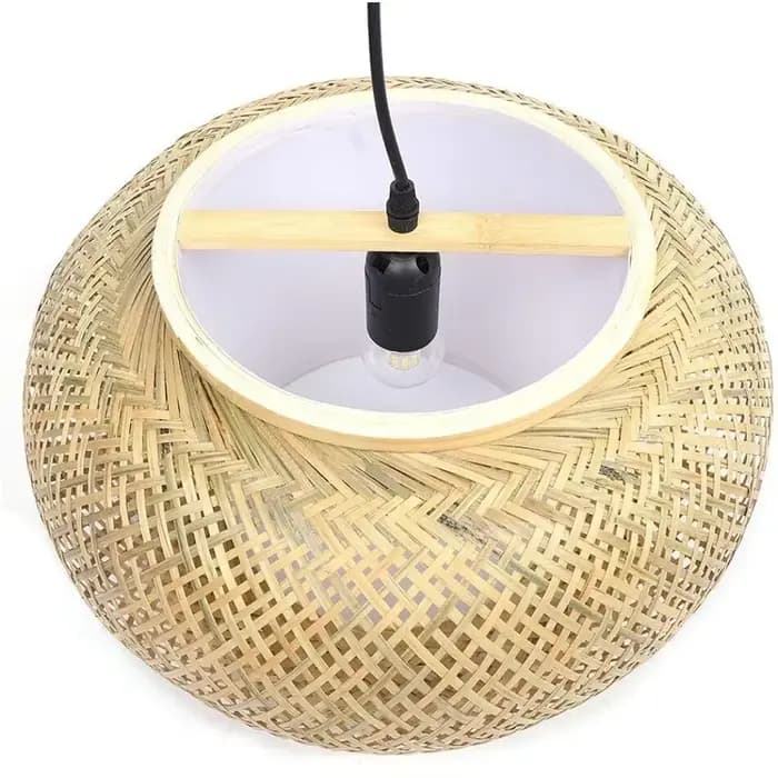Suspension en bambou Vintage lustre fait à la main tissé éclairage suspendu pour cuisine île ferme salle à manger plafonnier
