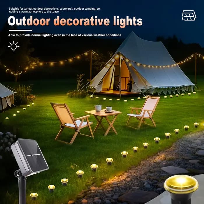 Lumière solaire LED pour allée de jardin, 15/30LED, 8 Modes, lampe d'extérieur étanche pour pelouse, Camping, mariages, éclairage de vacances de noël