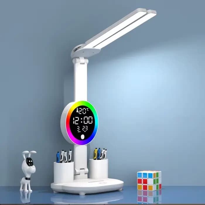 Lampe de Table Led Rechargeable pour lampe de bureau d'étude lampe de lecture veilleuse Led avec ventilateur horloge Led affichage lampe de bureau de lecture