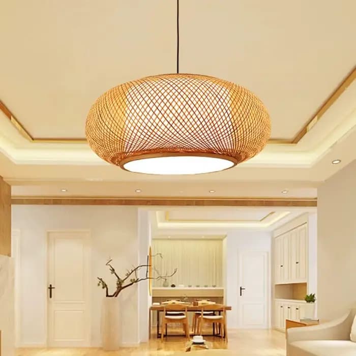 Suspension en bambou Vintage lustre fait à la main tissé éclairage suspendu pour cuisine île ferme salle à manger plafonnier