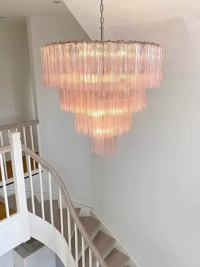 Plafonnier LED en Verre de Bergame Rose Clair, Luminaire Décoratif d'Nik, Idéal pour un Salon ou un Restaurant
