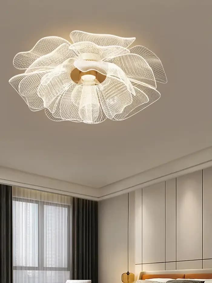 Plafonnier LED simple et luxueux, design floral, lampe en acrylique, éclairage d'étude, chambre à coucher, entrée, couloir, éclairage intérieur doré de luxe