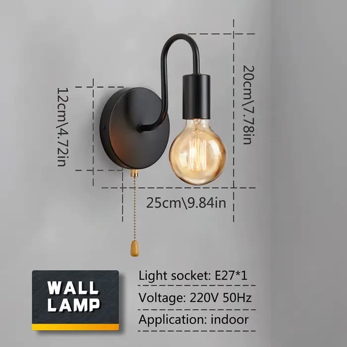 Applique industrielle nordique fer noir E27 éclairage intérieur chevet salle de bain chambre lampe applique murale luminaire décor