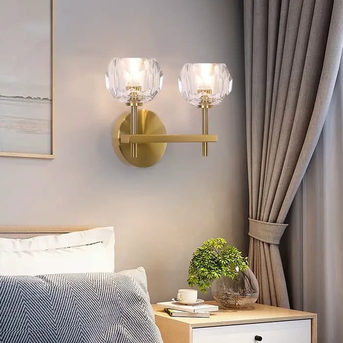 Applique murale moderne en cristal G9, applique murale pour porte d'allée, lumières avant de couchage en cuivre, lampe de chevet pour luminaires de chambre à coucher