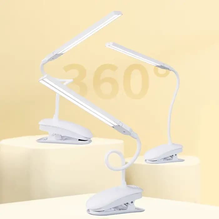 Lampe de Table de lecture LED à Double tête avec Clip, contrôle tactile, lumière variable, Protection des yeux, pour chambre à coucher, dortoir, bureau d'étude