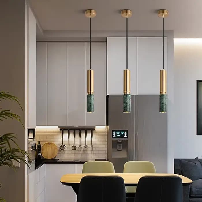 Lampe suspendue cylindrique en marbre LED moderne pour table à manger, éclairage de luxe pour chambre à coucher, salon, décoration de la maison