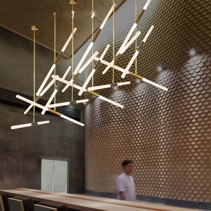 Plafonnier LED suspendu en forme de tube, éclairage d'intérieur, luminaire décoratif de plafond, idéal pour une villa, une cuisine ou un magasin