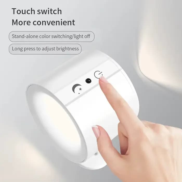 Appliques murales LED à double tête avec télécommande tactile, rotatives à 360°, 3 modes de couleur, lumière murale rechargeable USB sans fil, veilleuse