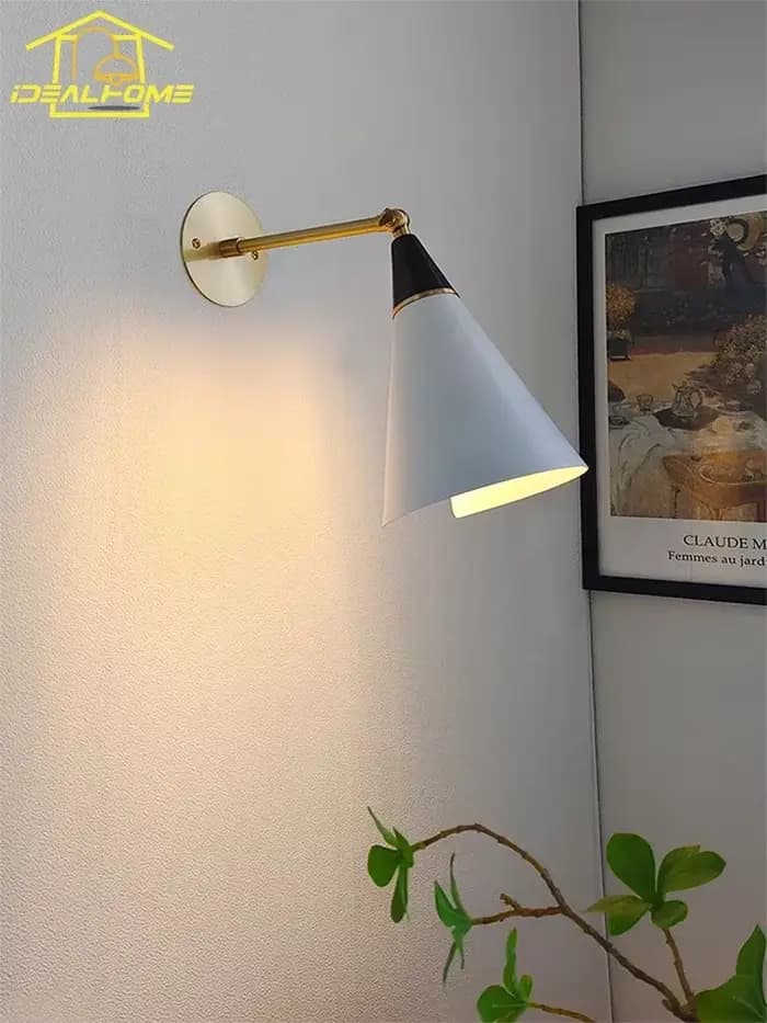 Applique Murale LED en Laiton avec Bras Pivotant Réglable, Style Rétro Américain, Médiéval, Noir/Or, Ludéviation, E14, pour Cuisine, Ile de oral et