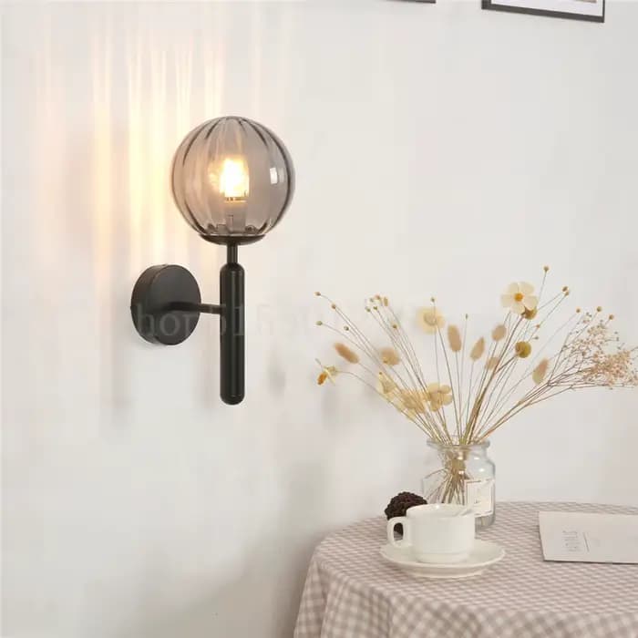 Moderne bleu boules de verre applique salon chambre chevet applique murale créative TV fond mur couloir appliques