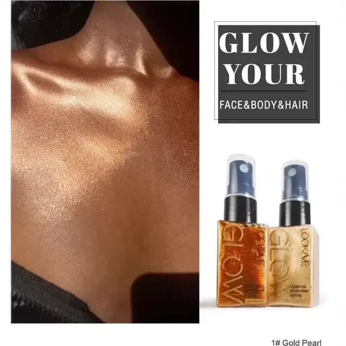 Spray d'huile scintillante nacrée, brillant durable, Contour du Bronze doré, éclaircissant pour le visage et le corps, surligneur liquide scintillant