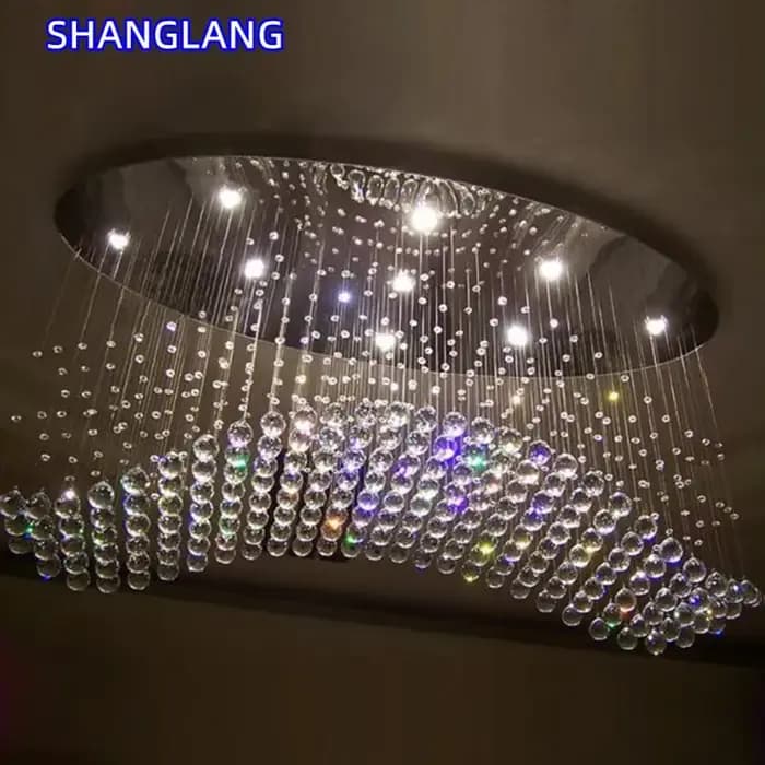 Lustre en cristal moderne, éclairage contemporain, nouveau luminaire courbé à montage encastré pour magasin
