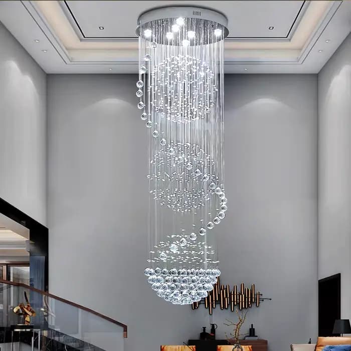 Lustre en cristal LED au design spirale moderne pour salon, chambre à coucher, hôtel, escalier, luminaire de plafond intérieur