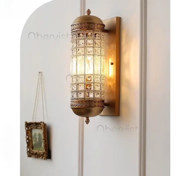 Applique murale vintage en cristal, lampe LED cylindrique pour salon, salle à manger, couloir, villa, hôtel, lumière d'art minimaliste pour chevet